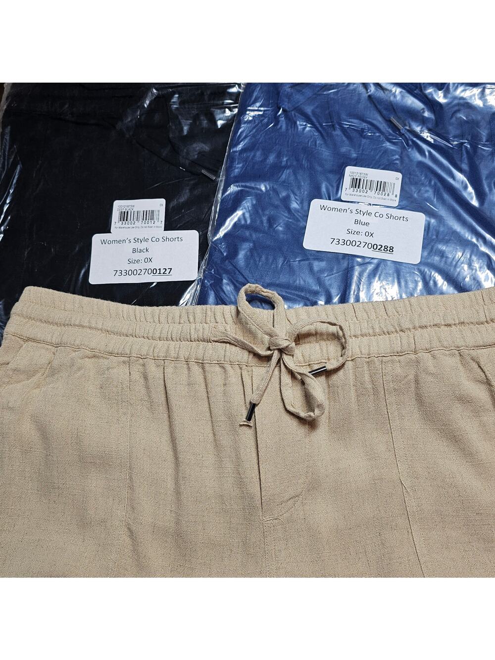 Style & Co Plus Mid-Rise Shorts - Set of 3  - NWT Tan, Black, Blue Size 0X (12W)